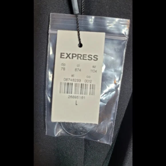 EXPRESS BLAZER L BLACK WHITE TEXTURED METALLIC DOUBLE BREASTED NOVELTY BUTTON